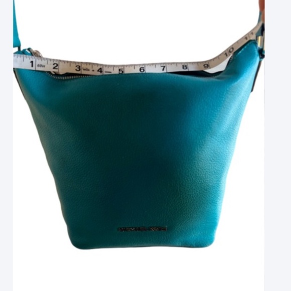 Dark Teal Pebbled Leather Shoulder Bag - Picture 14 of 15